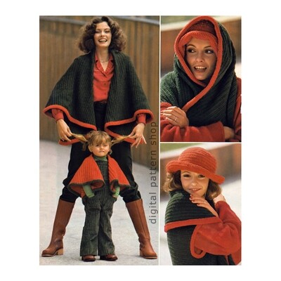 Cape and Hat Crochet Pattern for Women and Girls Capelet
