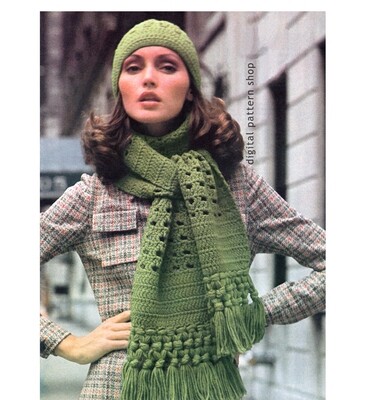 Hat and Scarf Crochet Pattern for Women Winter Cap and Scarf