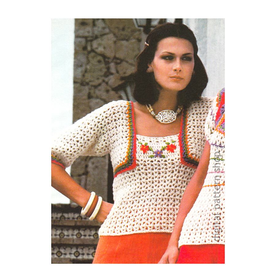 Bolero Look Blouse Crochet Pattern for Women Pullover Sweater