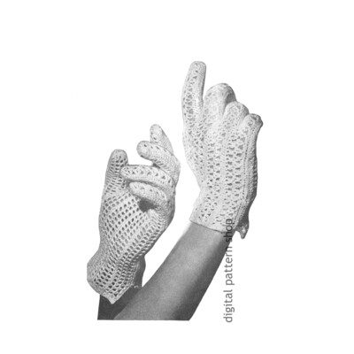 1940s Gloves Crochet Pattern for Women Lace Wedding Gloves