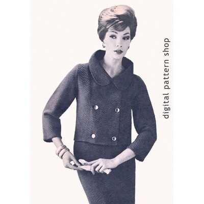 1960s Knitting Pattern for Women Double Breasted Jacket and Skirt