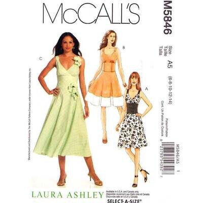 McCall's 5846 Laura Ashley Fit and Flare Dress Pattern Size 6 to 14