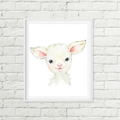 Lamb Printable Nursery Art, Farm Animal Decor, Baby Sheep Download