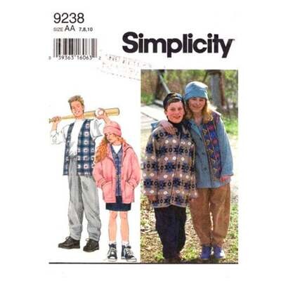 Simplicity 9238 Child's Hooded Jacket, Vest, Skirt, Pants Pattern