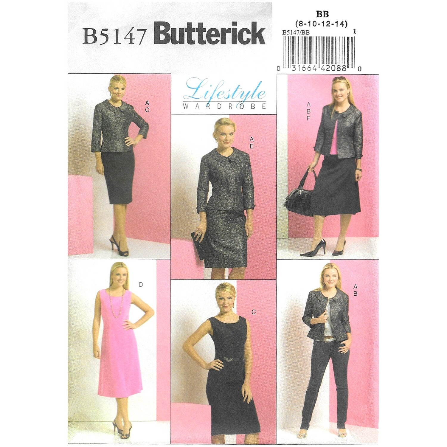 Butterick 5147 Jacket, Top, Dress, Skirt Pattern Size 8 10 12 14