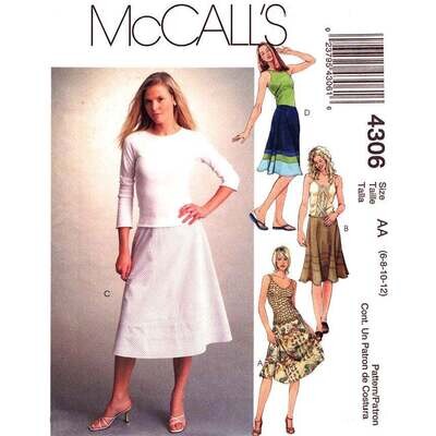 McCall's 4306 Flared Bias Skirt Sewing Pattern Size 6 to 12