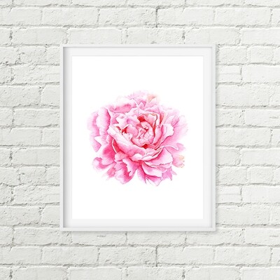 Pink Peony Flower Printable Art, Soft Pink Floral Nursery Decor