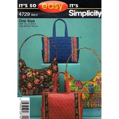 Simplicity 4729 Bags Sewing Pattern Shopping Bag, Tote Bag Pockets