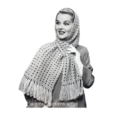 1940s Lacy Scarf Knitting Pattern for Women, Criss Cross Scarf
