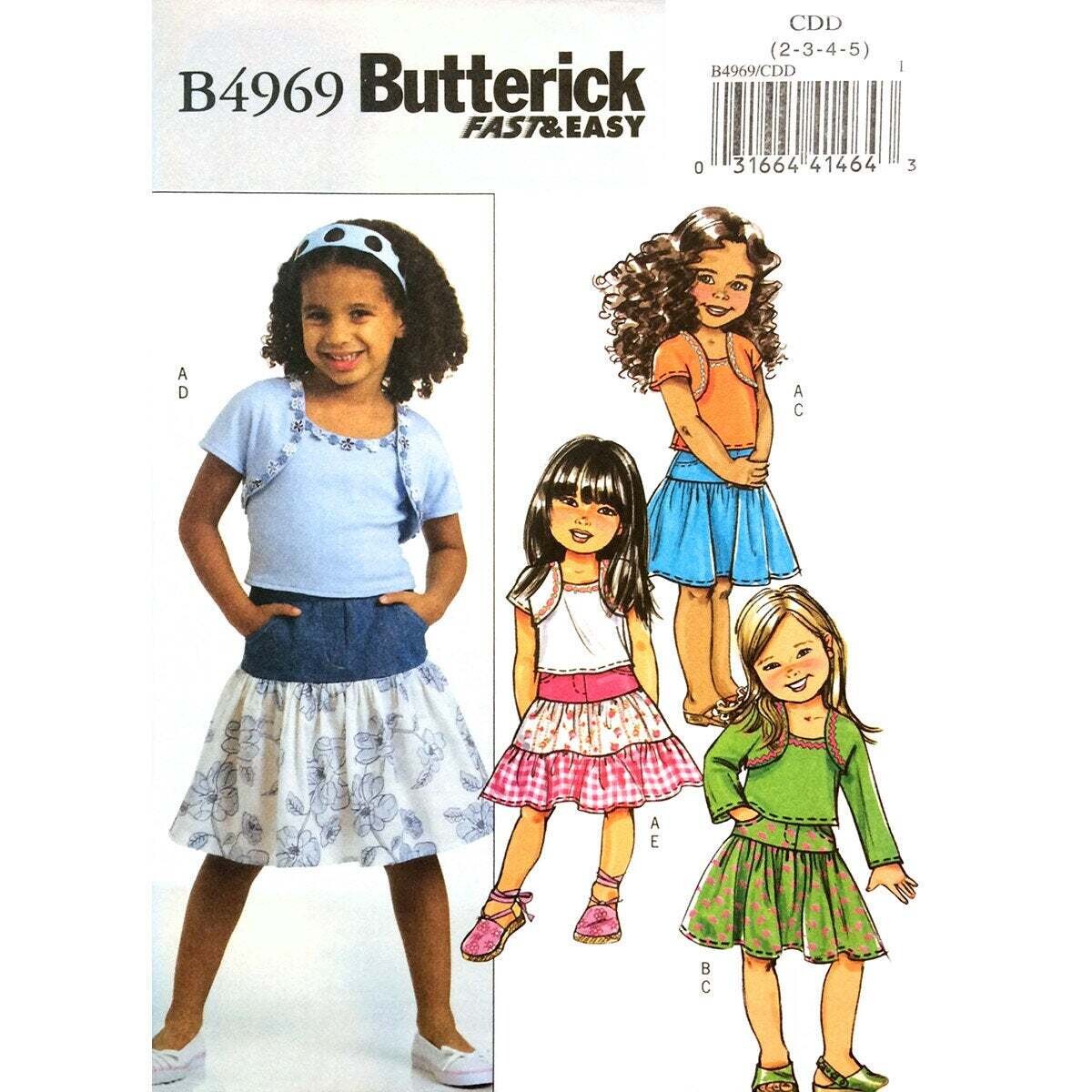 Butterick 4969 Girls Shrug, Tank Top, Tiered Skirt Pattern