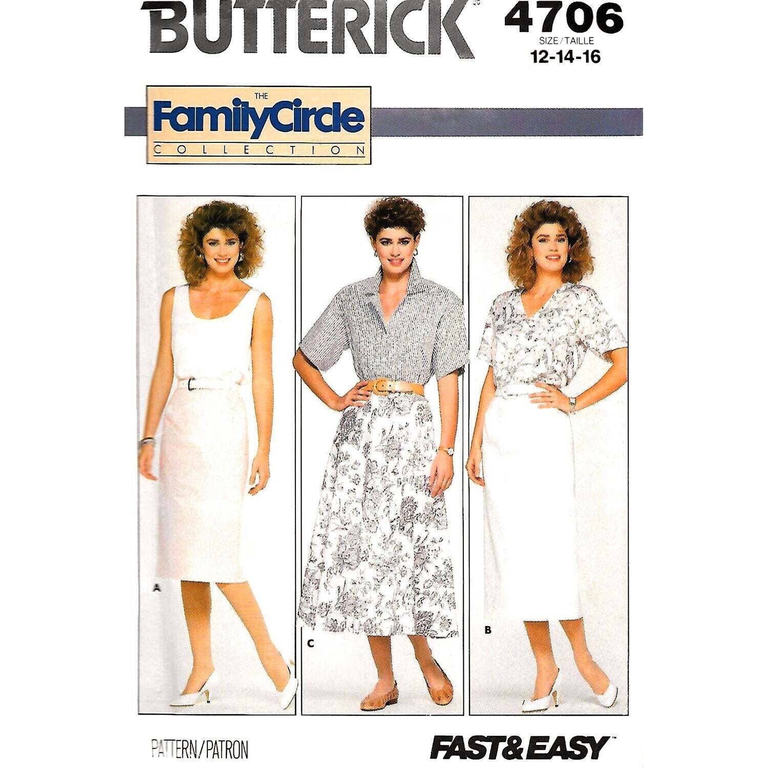 Flared or Straight Skirt Pattern Butterick 4706 Size 12 14 16
