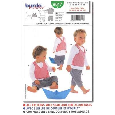 Burda 9617 Boys Tank Top, Pullover Top, Baggy Pants Pattern