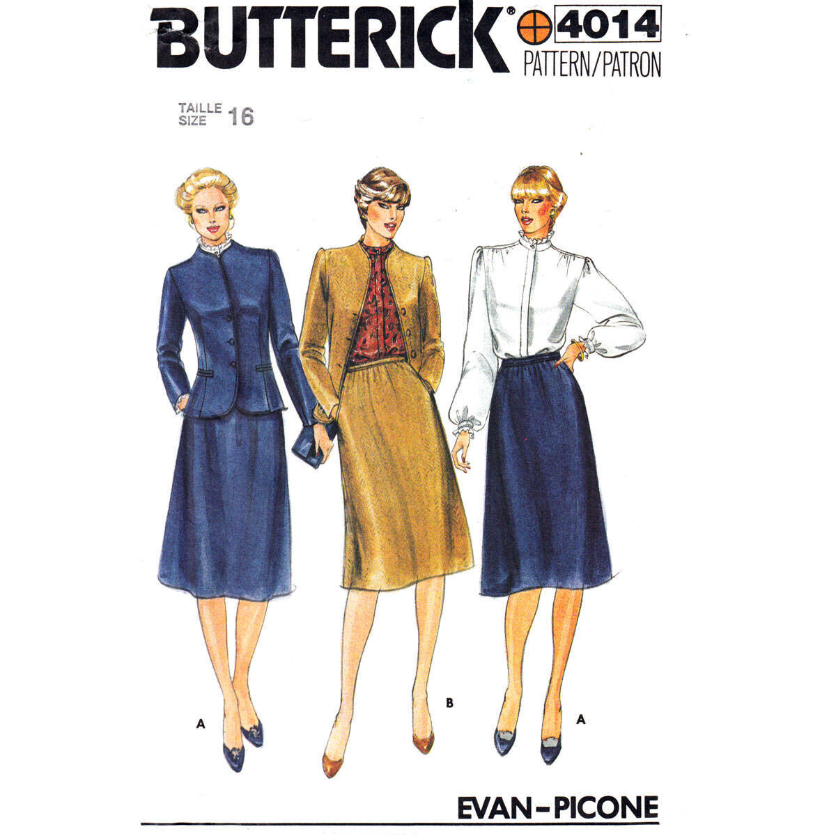 Jacket, Blouse, Skirt Pattern Butterick 4014 Evan-Picone Size 16