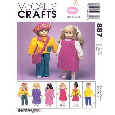 Dolls Wardrobe Sewing Pattern for 18 Inch Doll McCall's 9067/887