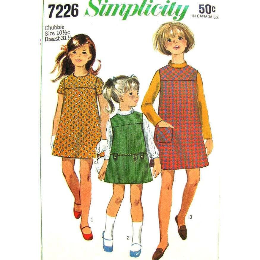 Girls 60s Yoked Jumper or Dress Pattern Simplicity 7226 Size 10