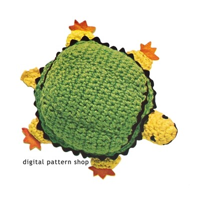1960s Stuffed Toy Turtle Crochet Pattern, 10 Inch