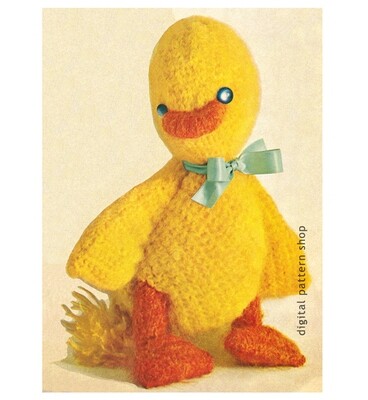 Stuffed Toy Duck Crochet Pattern, Mohair Baby Duckling