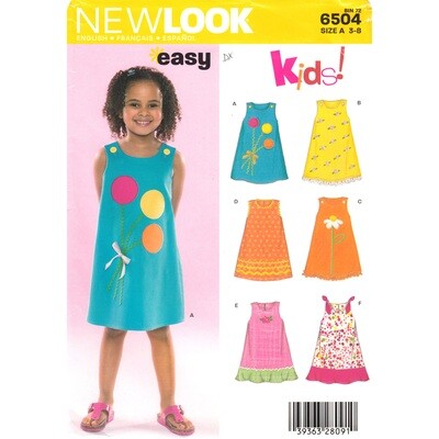 New Look 6504 Girls Dress Pattern Jumper Sundress Size 3 to 8