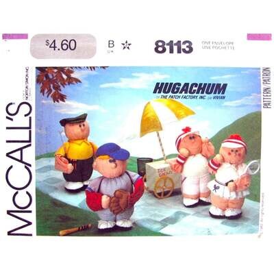 Hugachum Sports Stuffed Toy Pattern McCall's 8113 Tennis, Golf, Baseball