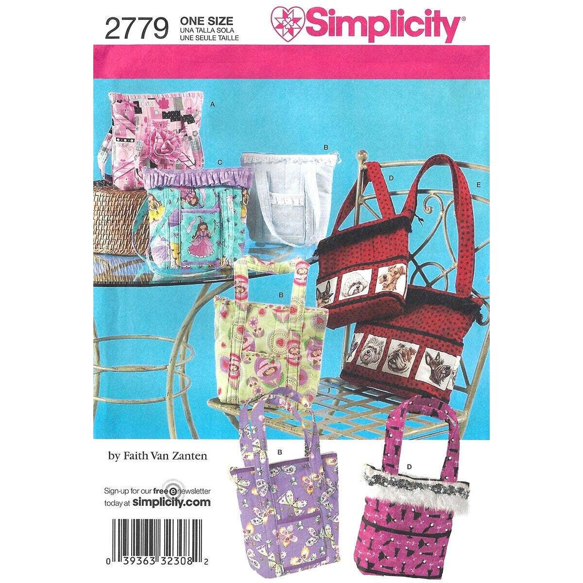 Simplicity 2779 Girls Bags Pattern Sleepover Bag, Tote, Zip Purse