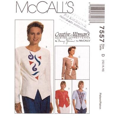 McCall's 7557 Surplice Jacket Sewing Pattern Size 12 14 16