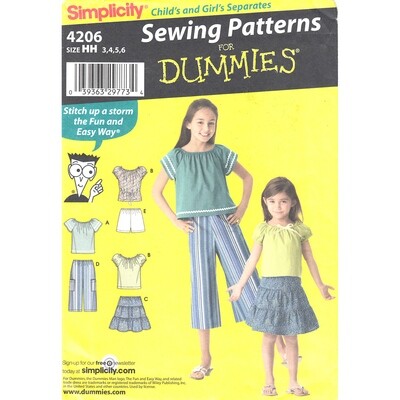 Simplicity 4206 Raglan Top, Skirt, Pants, Shorts Pattern for Dummies