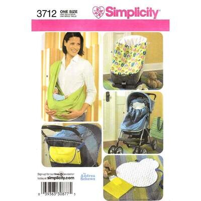 Simplicity 3712 Baby Accessories Pattern Stroller/Car Seat Bunting, Sling