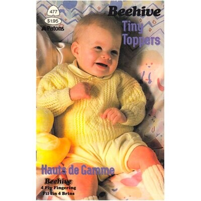Patons Beehive 477 Tiny Toppers Knitting Pattern Book Baby Sweaters