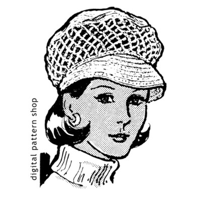 1960s Newsboy Hat Crochet Pattern for Women, Summer Cap