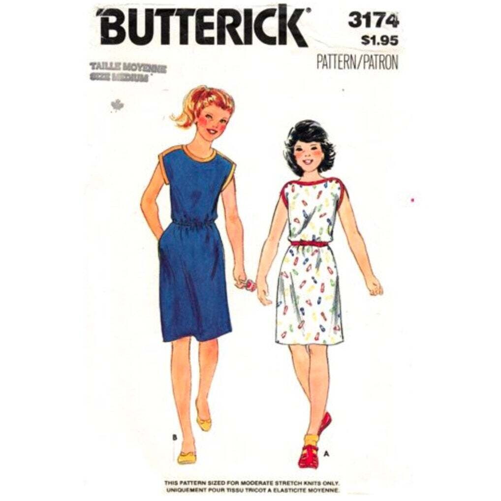 Girls Pullover Bateau Dress Pattern Butterick 3174 Size 8 10