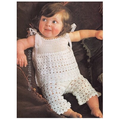70s Lacy Top & Pants Crochet Pattern for Girls, Vintage Pant Suit