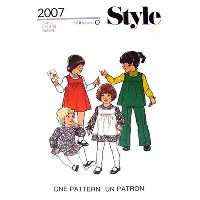 Girls Dress, Pinafore or Tunic, Pants Pattern Style 2007 Size 1