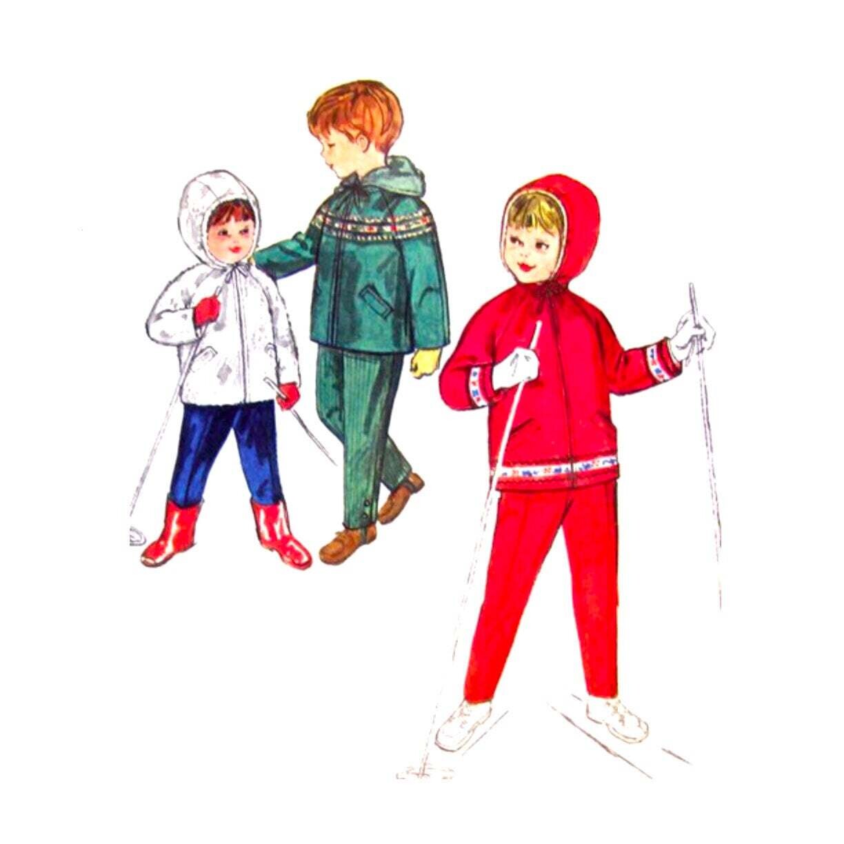 Kids 60s Lined Hooded Jacket, Pants Pattern Simplicity 4636