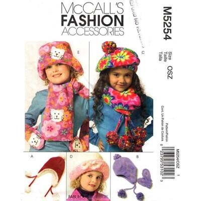 McCall's 5254 Girls Warm Hats, Mittens, Scarves Pattern