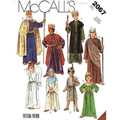 McCall's 2067 Kids Nativity Costume Pattern Angel Size 12 14