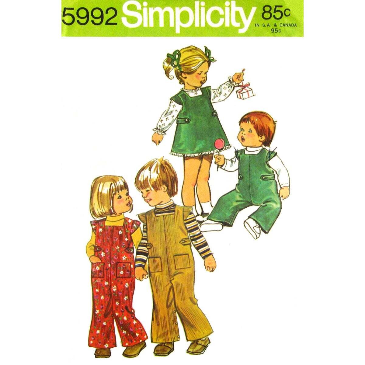 Simplicity 5992 Toddler Overalls, Jumper, Blouse Pattern