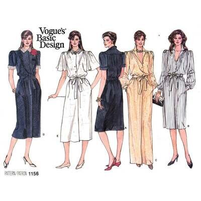 Vogue 1156 Shirt Dress, Maxi Dress Pattern Size 8 10 12