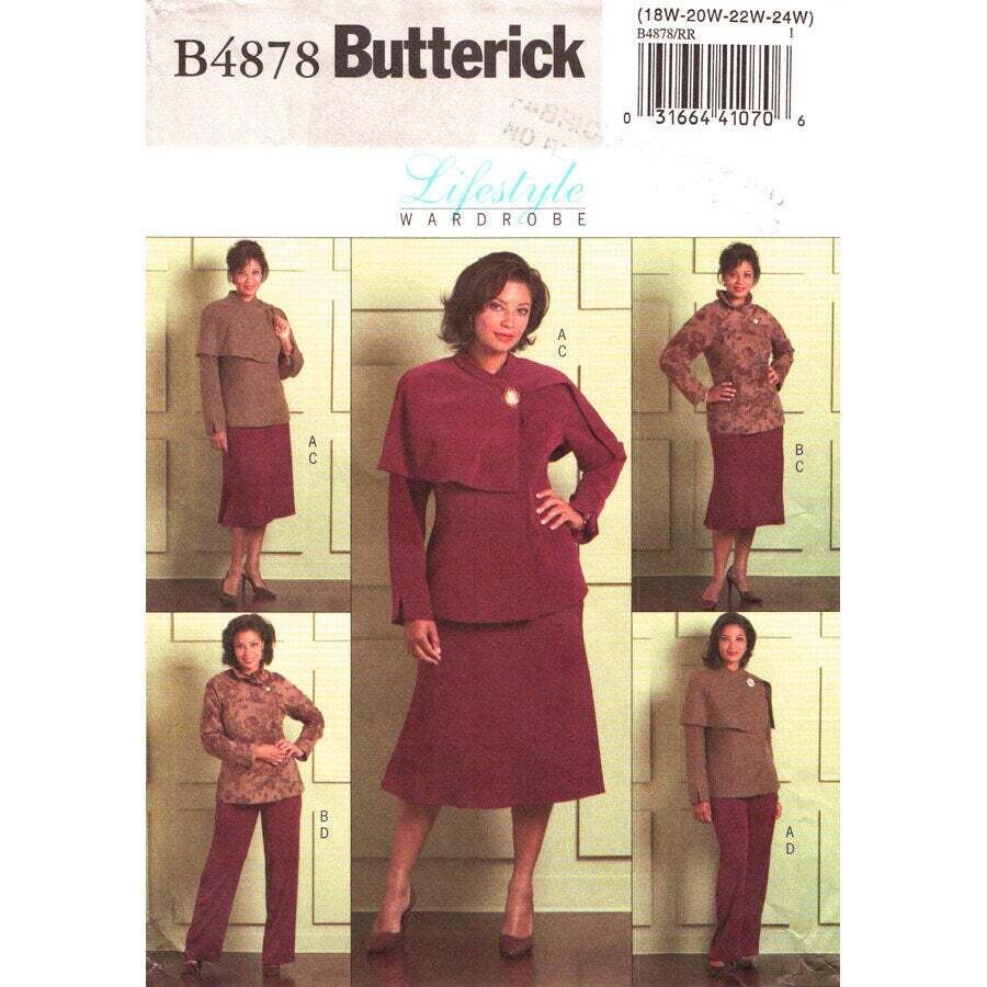 Butterick 4878 Jacket, Skirt, Pants Pattern Plus Size 18 to 24
