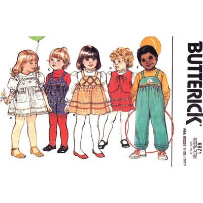 Butterick 6971 Girls Jumper, Overalls, Vest Pattern Sundress