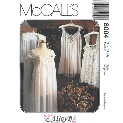 McCall's 8004 Lingerie Pattern Babydoll Nightie, Robe, Nightgown