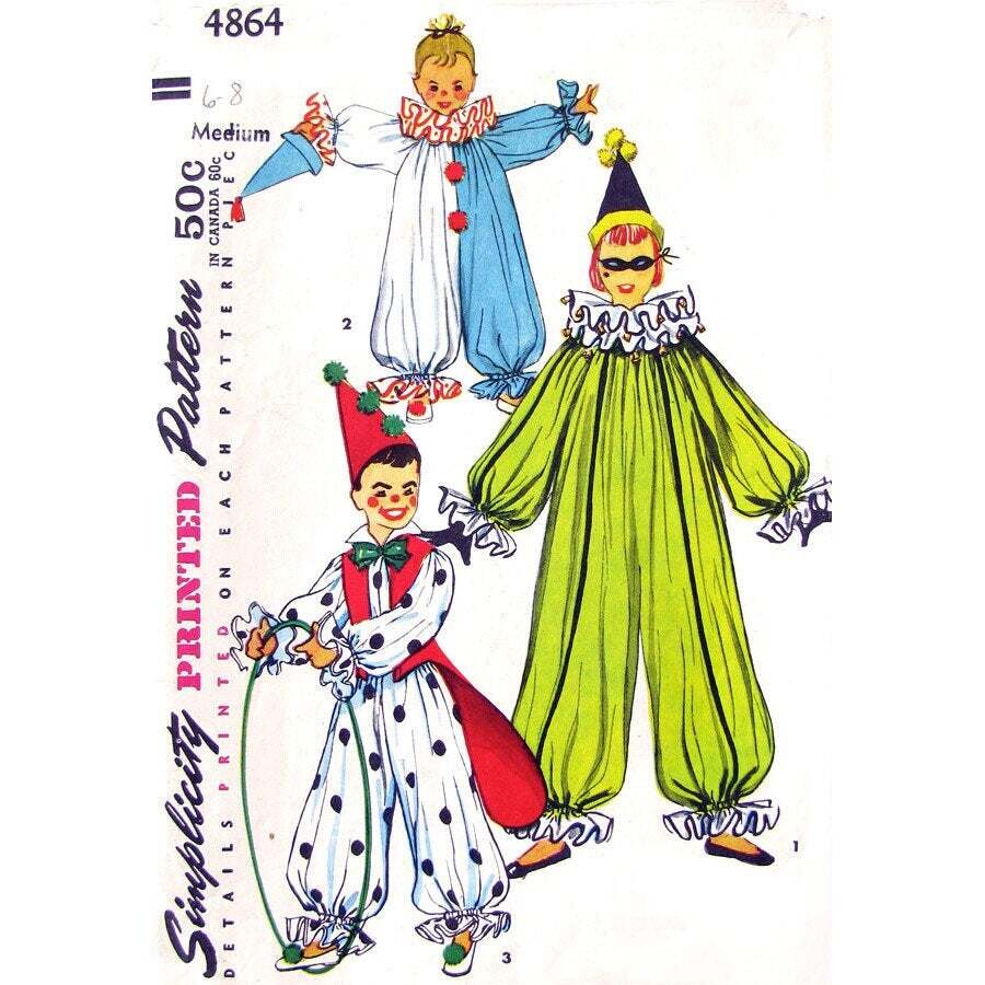 Kids 50s Ruffle Clown Costume Pattern Simplicity 4864