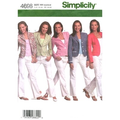 Simplicity 4698 Jacket Sewing Pattern for Women Size 6 to 12