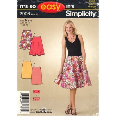 Simplicity 2906 Easy Flared Skirt or Slim Skirt Pattern