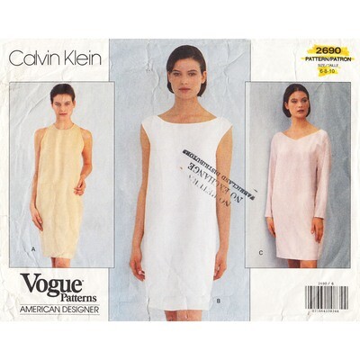 Vogue 2690 Shift Dress Pattern Calvin Klein American Designer