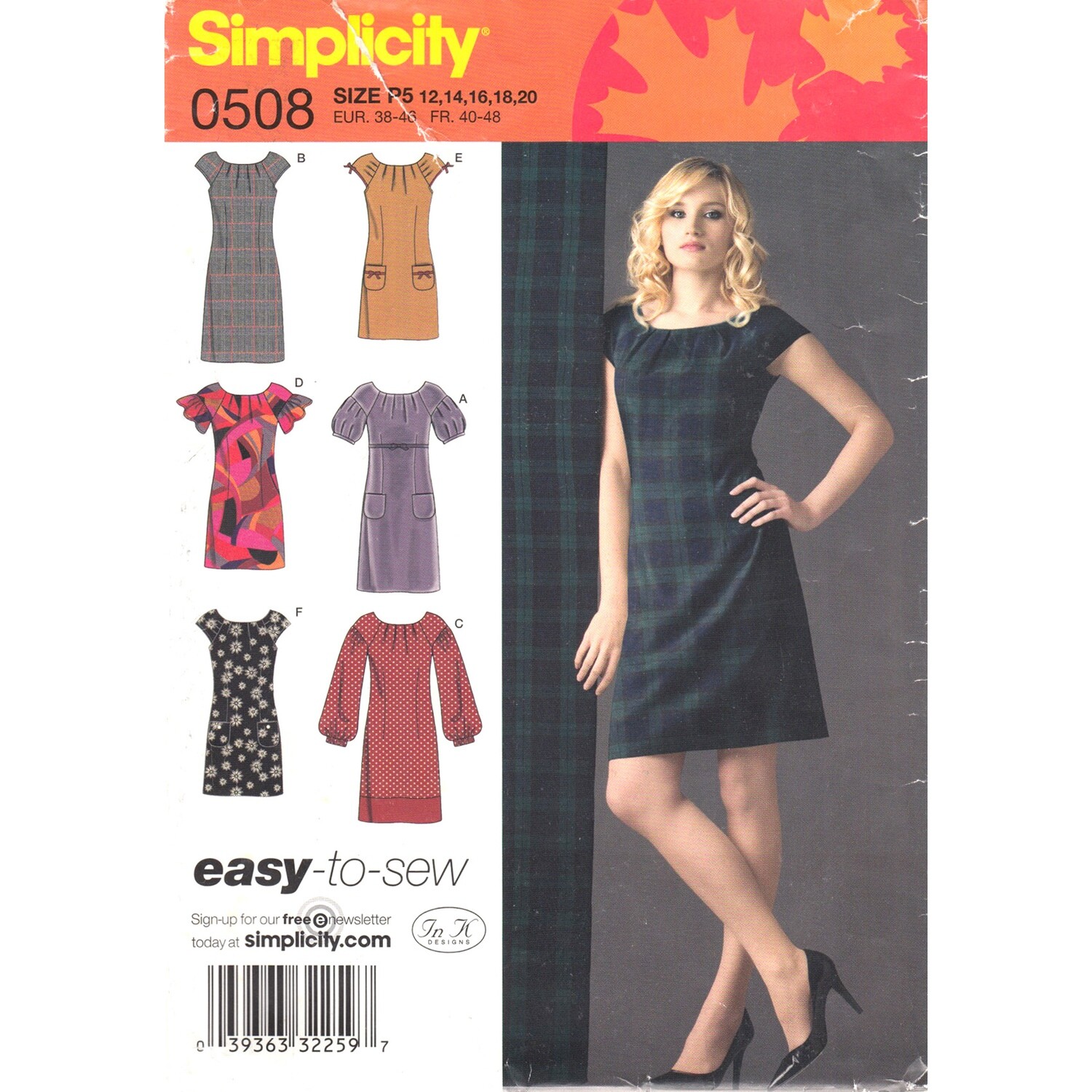 Mini Dress Sewing Pattern Simplicity 2846/0508 Size 12 to 20