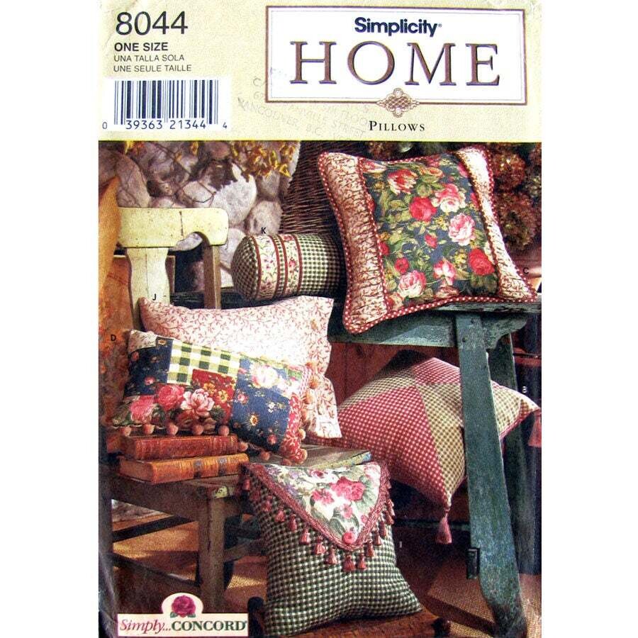 Simplicity 8044 Pillow Pattern Cushion, Neck Roll 12 Styles