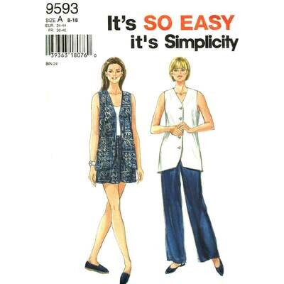 Simplicity 9593 Sleeveless Blouse, Pants, Shorts Pattern Size 8-18