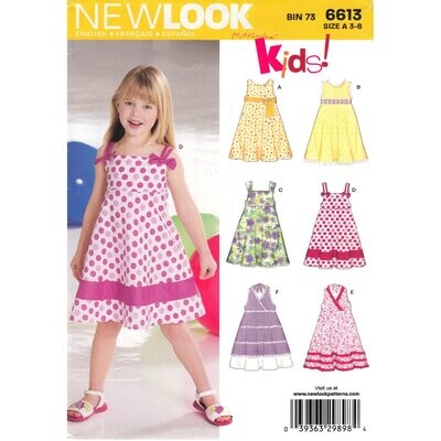 New Look 6613 Girls Dress Pattern Sleeveless Sundress