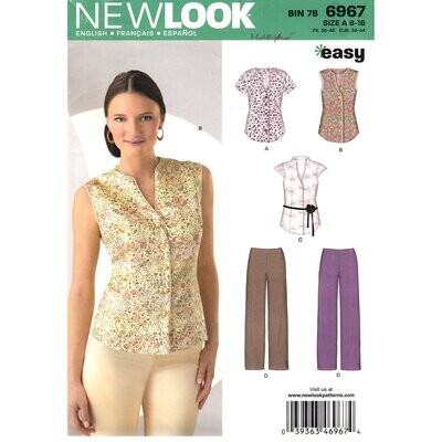 New look 6967 Blouse Top, Pants Pattern Size 8 to 18