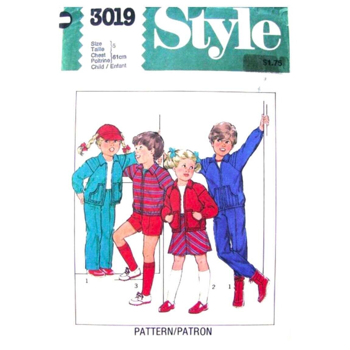 Style 3019 Kids Raglan Jacket, Skirt, Trousers or Shorts Pattern